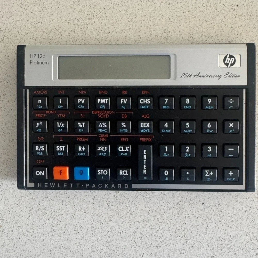 HP 12C Financial Calculator Black Tested - Works School College